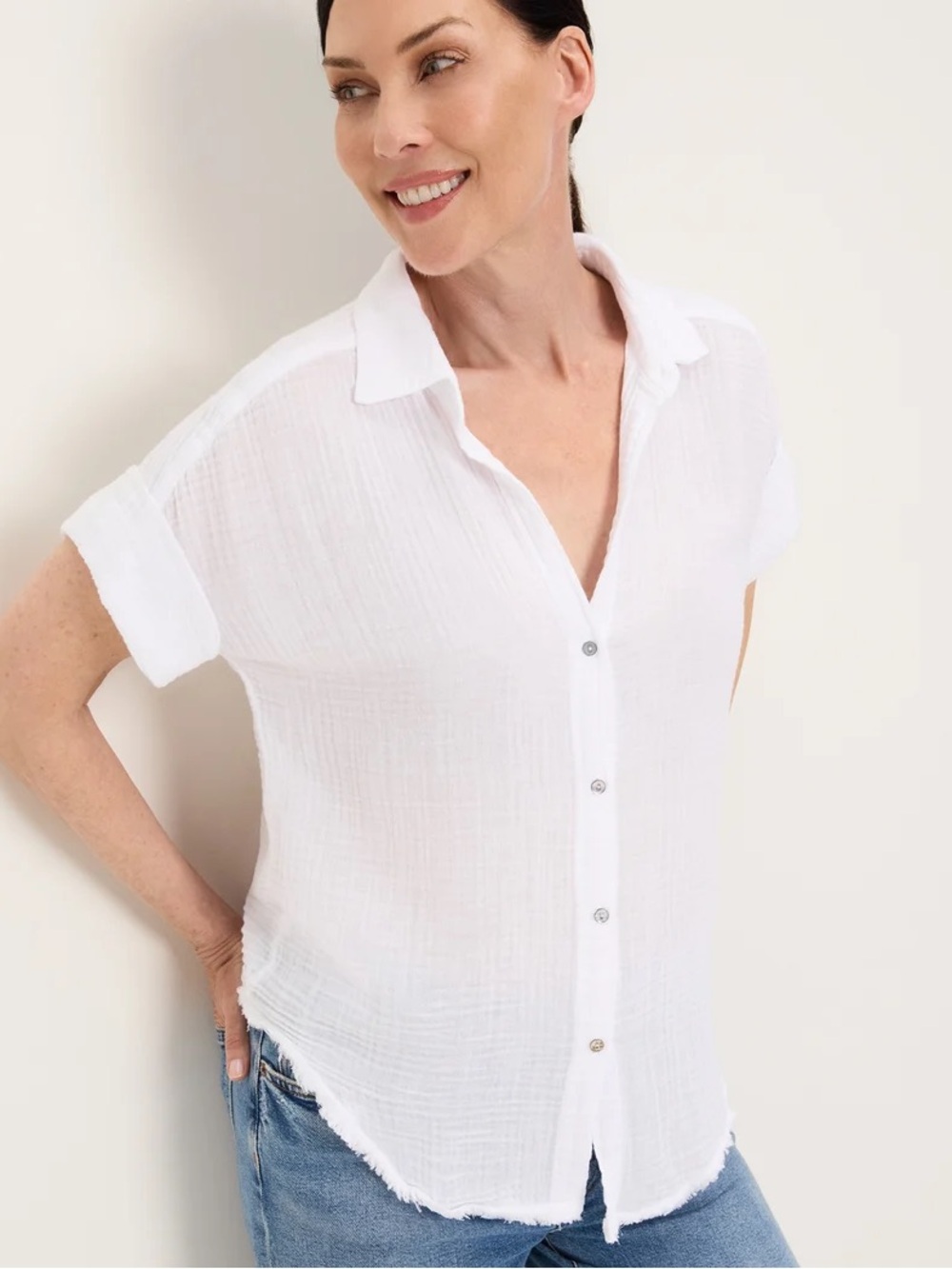 Michael Stars Bailey Gauze Button Down Shirt